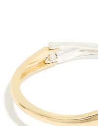 Mixed Metal Plated Wrap Around Bangle