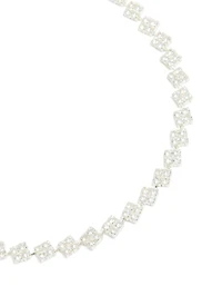 Silver Plated Cubic Zirconia Multi Flower Necklace