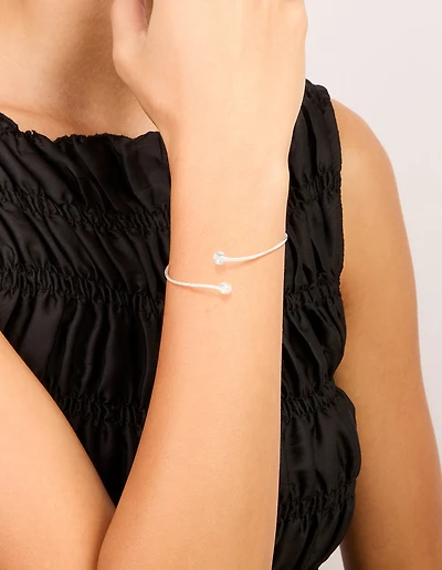 Bracelet flottant enroulant en zircone cubique plaqué argent autour
