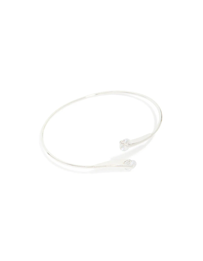 Silver Plated Cubic Zirconia Floating Wrap Around Bangle