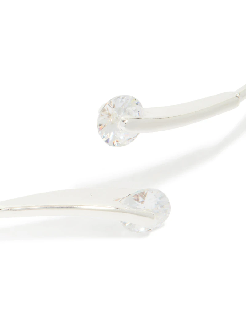 Silver Plated Cubic Zirconia Floating Wrap Around Bangle