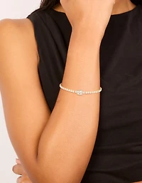 Gold Plated Cubic Zirconia Rectangle Tennis Bracelet