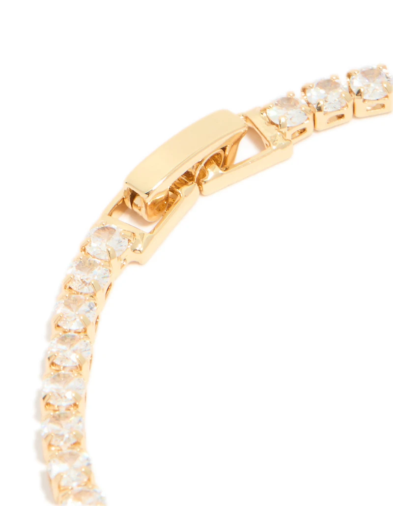 Gold Plated Cubic Zirconia Rectangle Tennis Bracelet