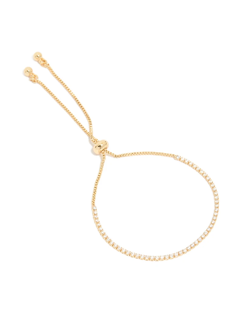 Gold Plated Cubic Zirconia Mini Tennis Toggle Bracelet