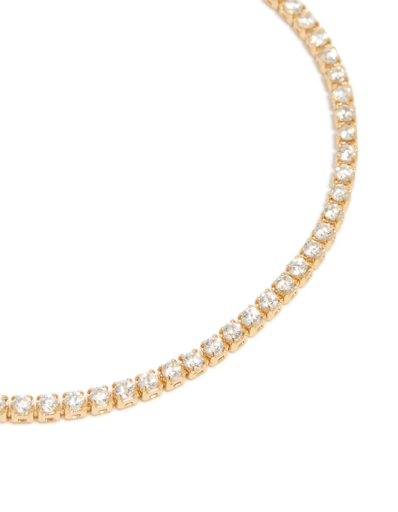 Gold Plated Cubic Zirconia Mini Tennis Toggle Bracelet