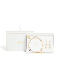 Ensemble de boucles d’oreilles et bracelets mixtes en zircone cubique plaqués or