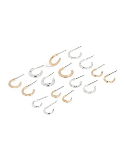 Boucles d’oreilles à cerceaux ronds minces en métal mixte, pack de 8