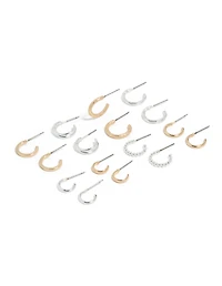 Boucles d’oreilles à cerceaux ronds minces en métal mixte, pack de 8