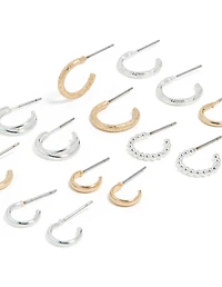 Boucles d’oreilles à cerceaux ronds minces en métal mixte, pack de 8