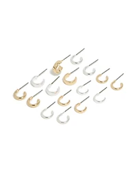 Boucles d’oreilles à cerceaux ouverts simples en métal mixte, pack de 8