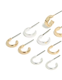 Boucles d’oreilles à cerceaux ouverts simples en métal mixte, pack de 8