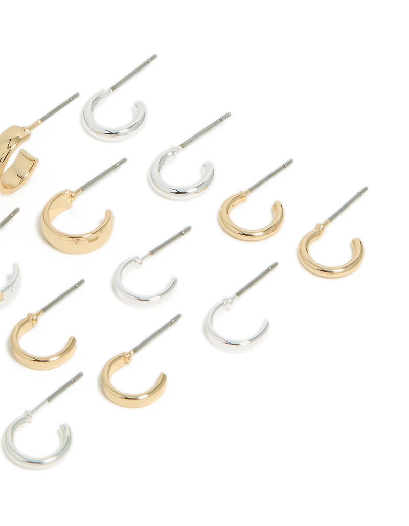 Boucles d’oreilles à cerceaux ouverts simples en métal mixte, pack de 8