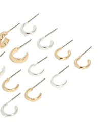 Boucles d’oreilles à cerceaux ouverts simples en métal mixte, pack de 8