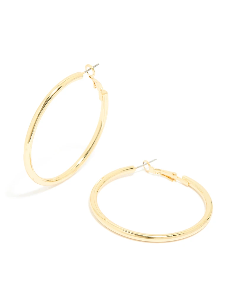 Gold Plated Thick Hoop Earrings