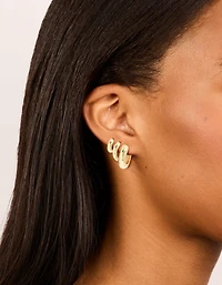 Gold Plated Thick Hoop Earrings 3-Pack