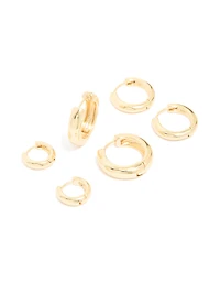 Gold Plated Thick Hoop Earrings 3-Pack