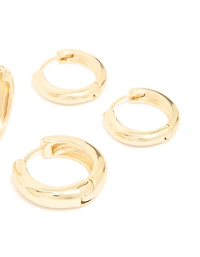 Gold Plated Thick Hoop Earrings 3-Pack