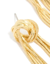 Gold Plated Statement Fringe Knot Earrings
