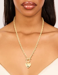 Collier en forme de charme en forme de cœur plaqué or