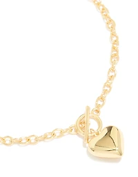 Collier en forme de charme en forme de cœur plaqué or