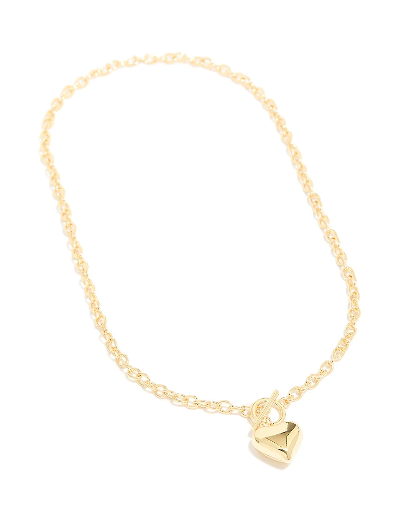 Collier en forme de charme en forme de cœur plaqué or