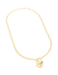 Collier en forme de charme en forme de cœur plaqué or