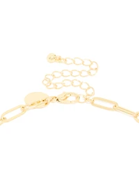 Gold Plated Statement Circle Charm Chain Necklace