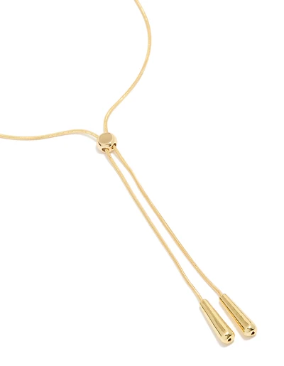 Gold Plated Adjustable Teardrop End Toggle Necklace