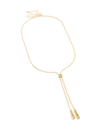 Gold Plated Adjustable Teardrop End Toggle Necklace