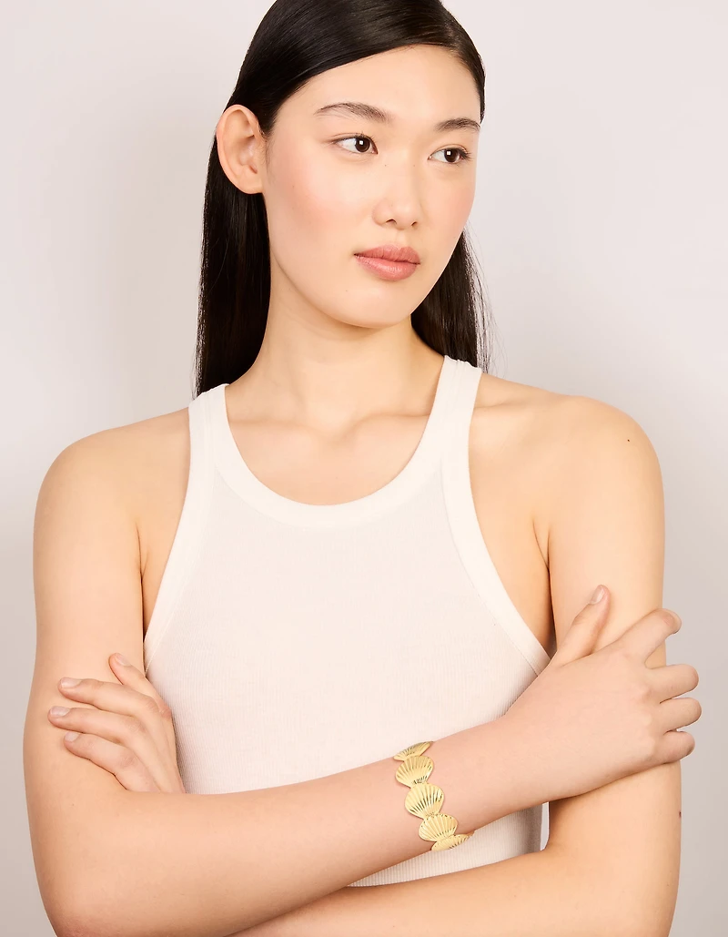 Gold Plated Shell Statement Wrist Cuff