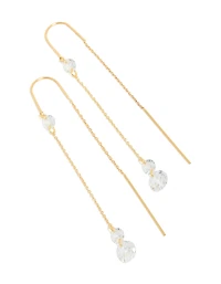 Gold Plated Cubic Zirconia Thread Through  Earrings