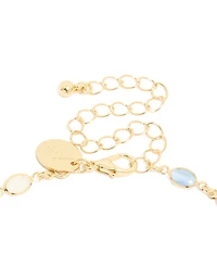 Gold Plated Blue & White Oval Cubic Zirconia Necklace