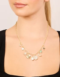 Collier de breloques célestes plaqués or
