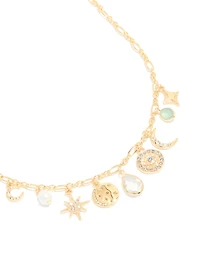 Collier de breloques célestes plaqués or