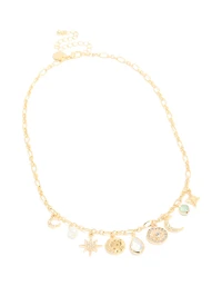 Collier de breloques célestes plaqués or