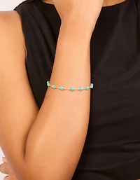 Gold Plated Turquoise Semi Precious Stone Bracelet