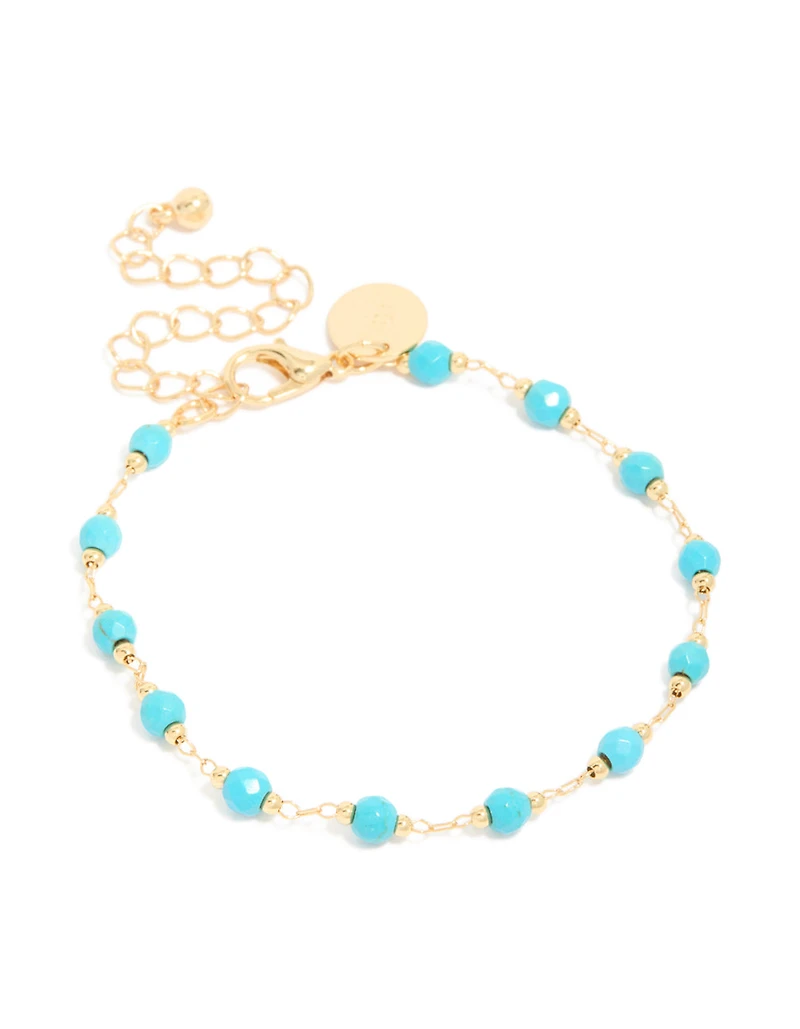 Bracelet en pierres semi-précieuses turquoise plaquées or