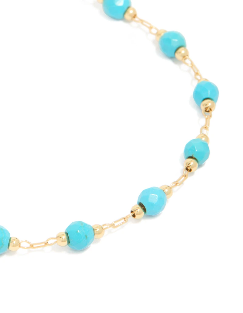 Bracelet en pierres semi-précieuses turquoise plaquées or