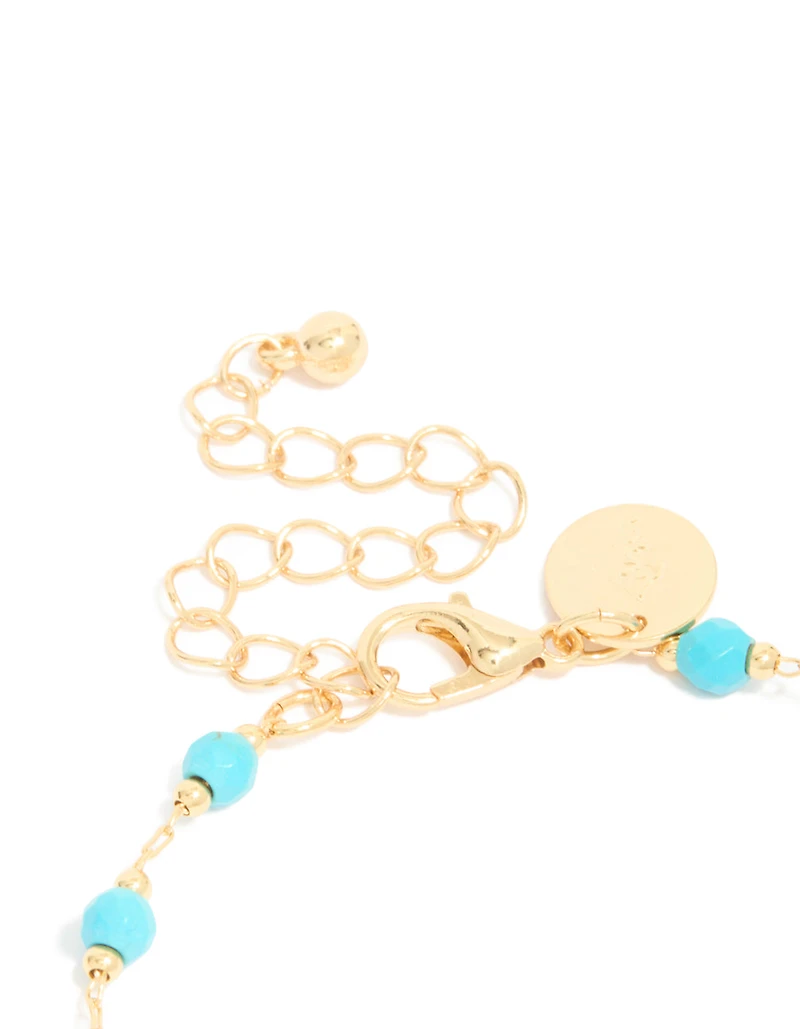 Bracelet en pierres semi-précieuses turquoise plaquées or