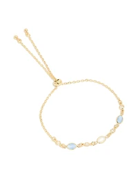 Gold Plated Blue & White Oval Cubic Zirconia Toggle Bracelet