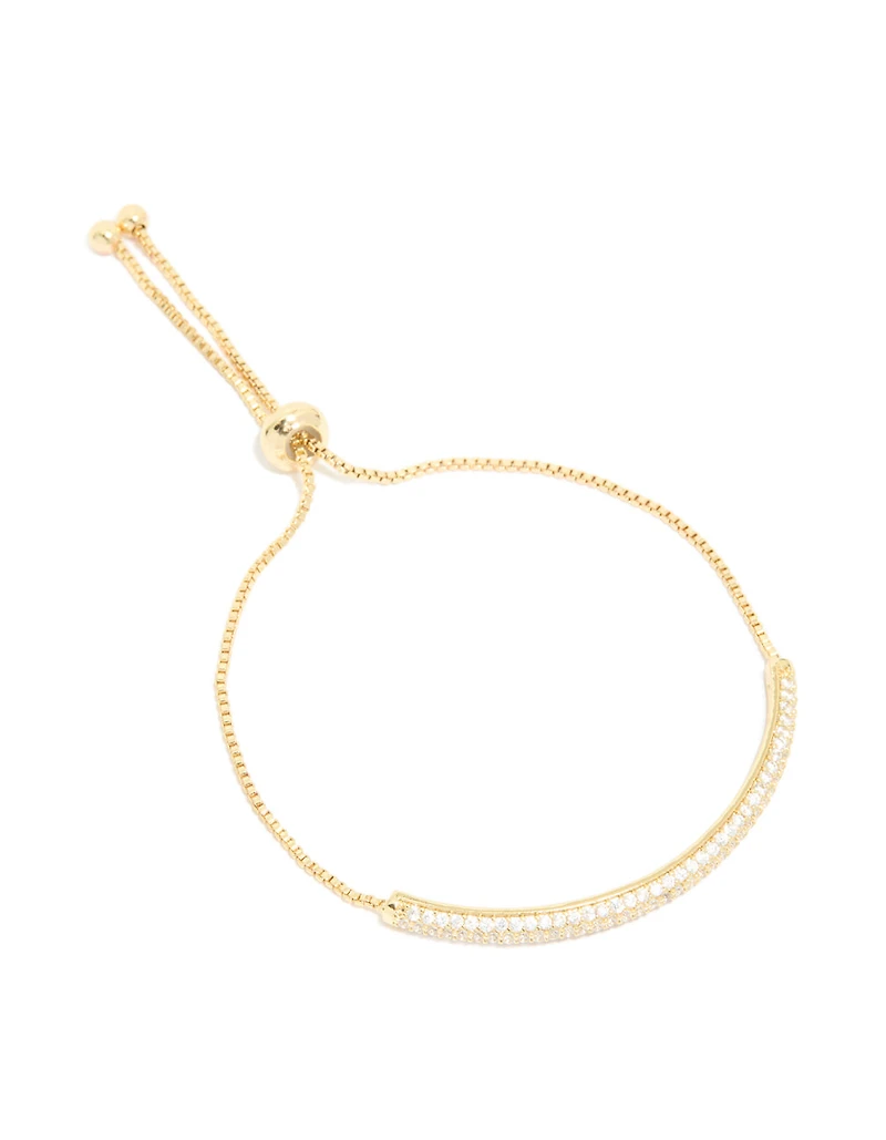Bracelet à bascule cubique en zircone pavé plaqué or