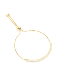 Bracelet à bascule cubique en zircone pavé plaqué or