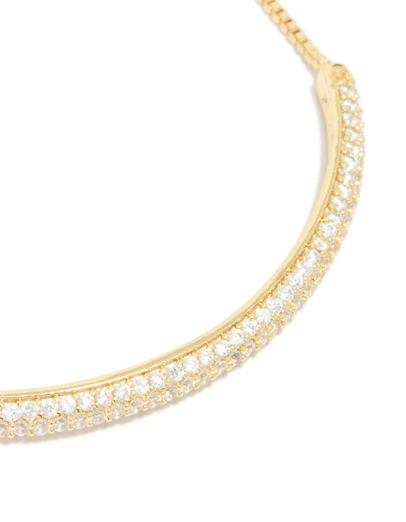 Bracelet à bascule cubique en zircone pavé plaqué or
