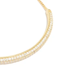 Bracelet à bascule cubique en zircone pavé plaqué or