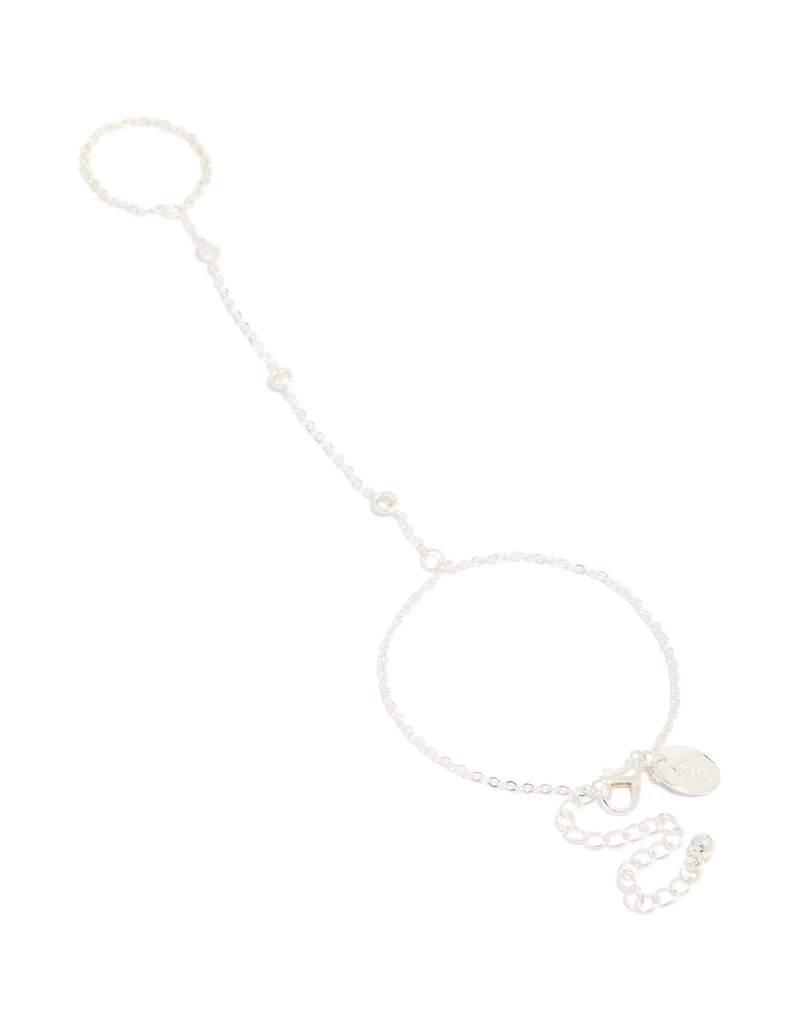 Silver Plated Cubic Zirconia Hand Chain