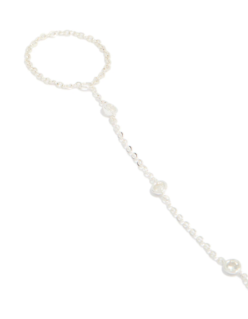 Silver Plated Cubic Zirconia Hand Chain