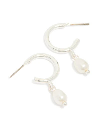Boucles d’oreilles Huggie Silver Pearl Drop