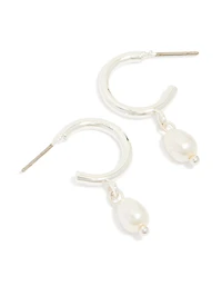 Boucles d’oreilles Huggie Silver Pearl Drop