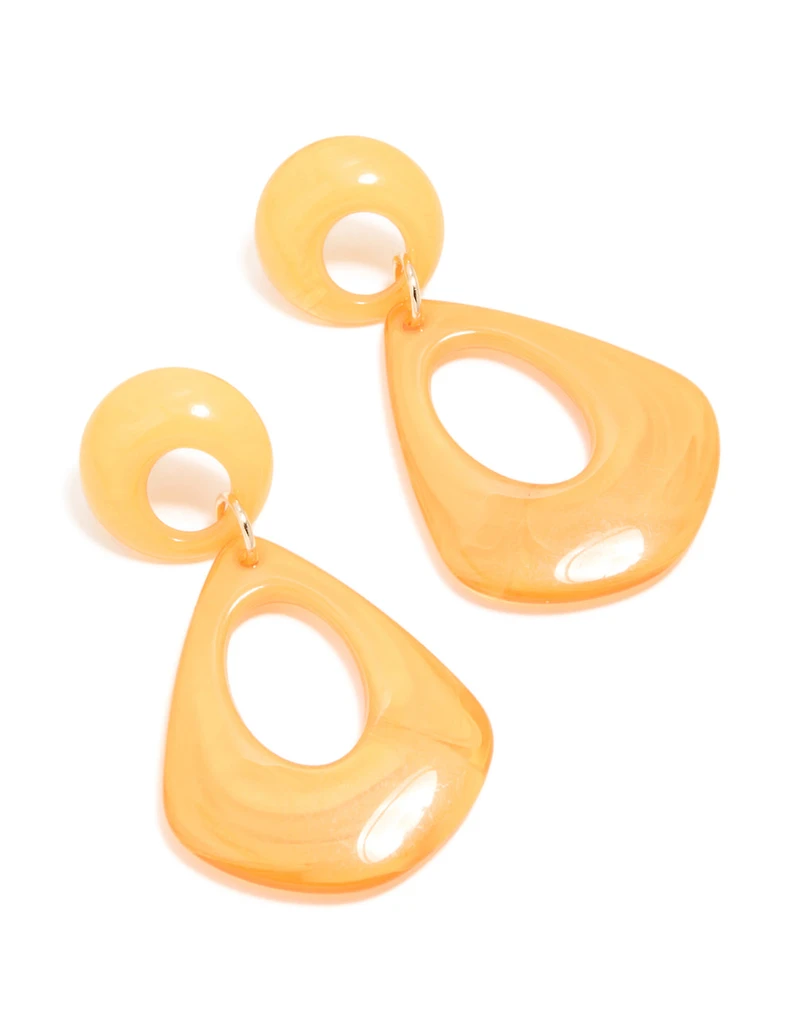 Boucles d’oreilles tombantes en triangle en marbre orange doré