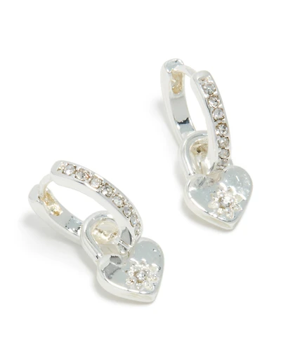 Boucles d’oreilles Huggie en forme de cœur en argent Diamante